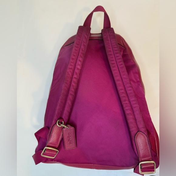 Like New: Coach Pebbled Leather Backpack in Berry - Picture 4 of 6